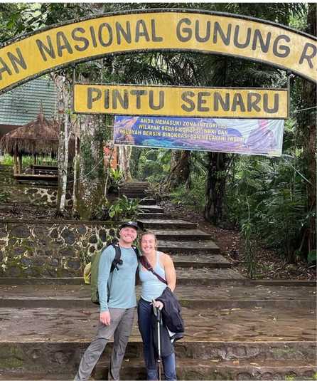 Couple at mountain entrance