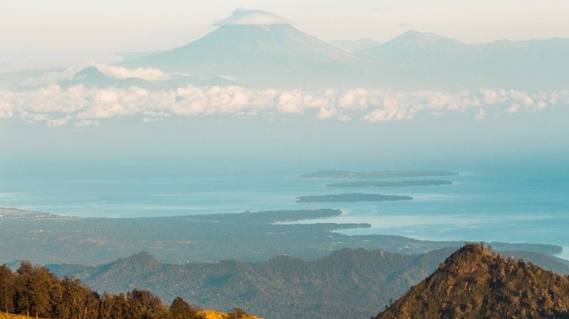 Mountain landscape overlooking ocean