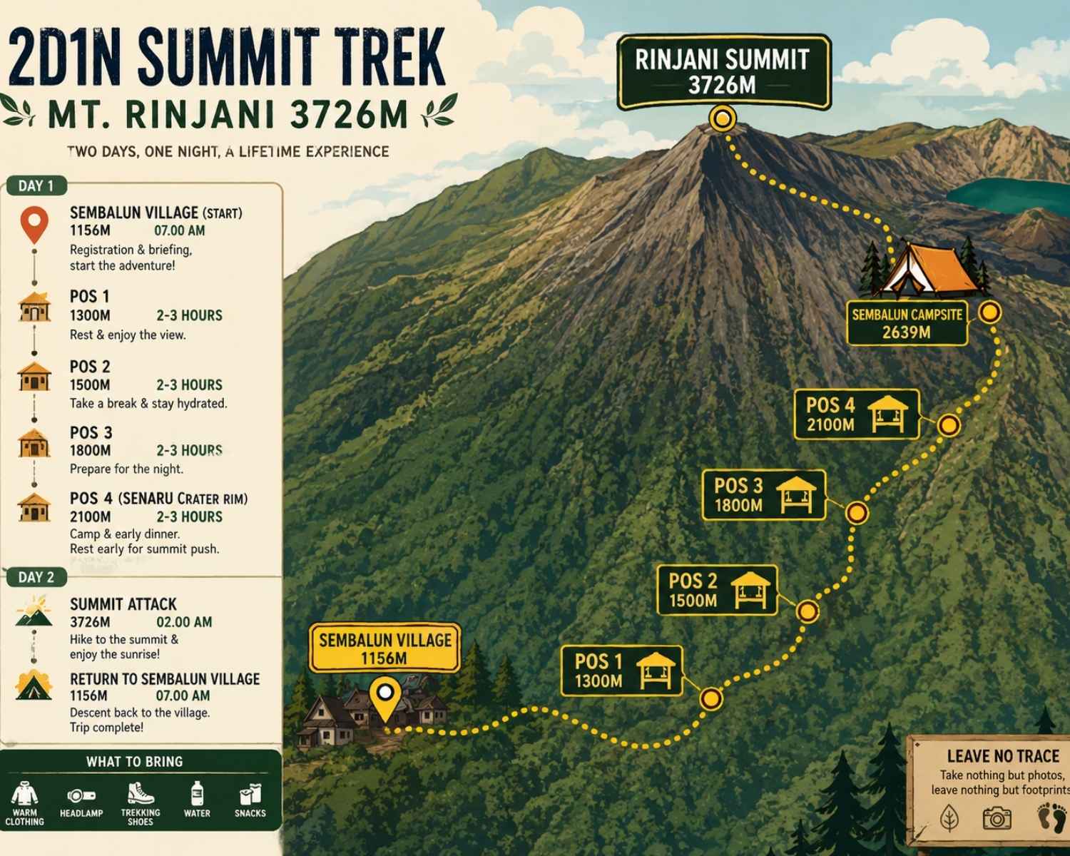 Mount Rinjani Summit Trek 2 Days 1 Night is perfect for travelers with limited time who still want to reach the 3,726 m summit of Mount Rinjani.